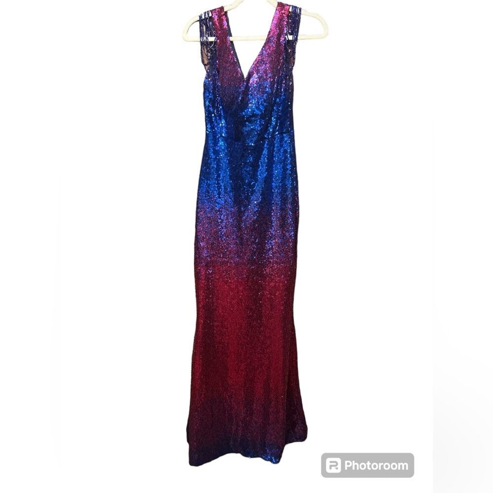 Multicolor Women’s Sequin double Vneck maxi dress rose and blue Size Large